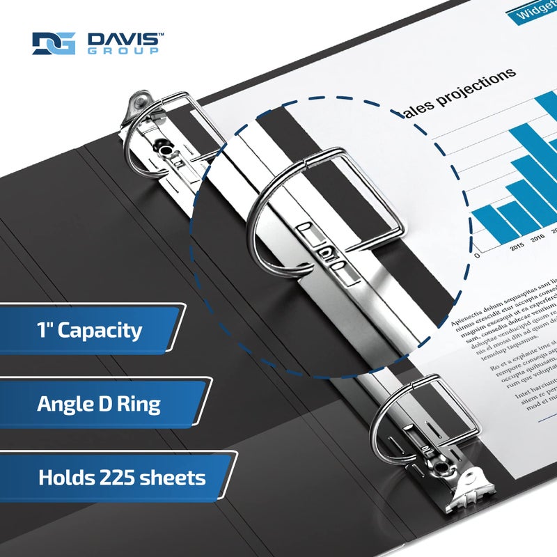 Davis Group Easyview Premium 3-Ring Binders with Clear-View Covers and D Rings, Binders for School or Office, 1 Inch, Pack of 6, Black - Image 2